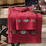 Socorro Embroidered 3PC Towel Set, Red, 2 MOQ