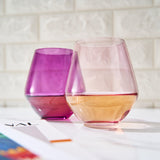 Amethyst & Rose Colored Wine Glasses | Set of 2 | Large 16 oz