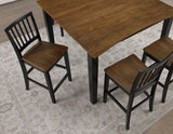 Joplin Solid Wood 24" Farmhouse Counter Stool, Walnut and Ebony Finish