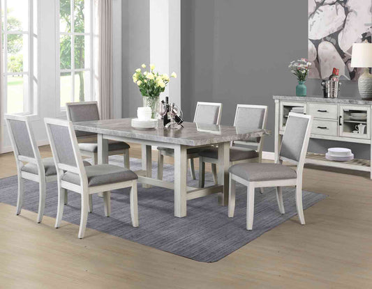Canova 5-Piece 78-inch Gray Marble Dining Set (Table & 4 Side Chairs)