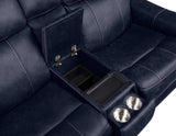 Valencia Dual-Power Leatherette Reclining Console Loveseat, Ocean Blue