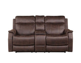 Valencia Dual-Power Leatherette Reclining Console Loveseat, Walnut