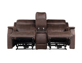 Valencia Dual-Power Leatherette Reclining Console Loveseat, Walnut