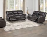 Alexandria Power Leather Reclining Sofa, Chocolate