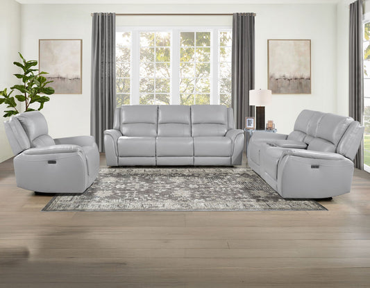 Alexandria 3-Piece Leather Reclining Set Sofa, Loveseat, Recliner, Stone