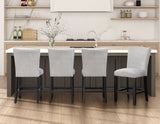 Artemis 5-Piece 70″ Rect Gray Marble Table, Black Finish w/4 Black Vegan Leather Chairs