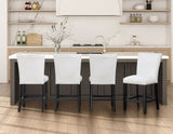 Artemis 5-piece 54″ Square White Marble Counter Table with 4 Artemis White Vegan Leather Counter Chairs