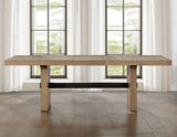 Aubrey Waxed Driftwood 7-Piece 78-96" Dining Set