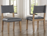 Aubrey Side Chair, Gray Vegan Leather with Driftwood finish