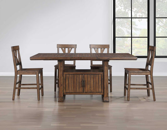 Auburn 5-Piece Storage Counter Table Dining Set (Table & 4 Side Chairs)
