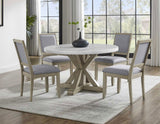 Carena 5-Piece 52-inch Round White Marble Dining Set (Table & 4 Side Chairs)