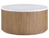 Colvin 3-Piece White Marble Top Table Set, Toffee Finish
