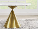 Conrad 5-Piece 48" Round White Marble Dining Set with Gold Base