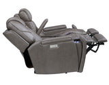 Daniel Triple Power Home Theater Leather Reclining Console Loveseat, Built-in Speakers, Heat and Massage