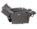 Daniel Triple Power Home Theater Leather Reclining Sofa with Drop-Down Control Console, Built-in Speakers & Vibration, Heat, and Massage