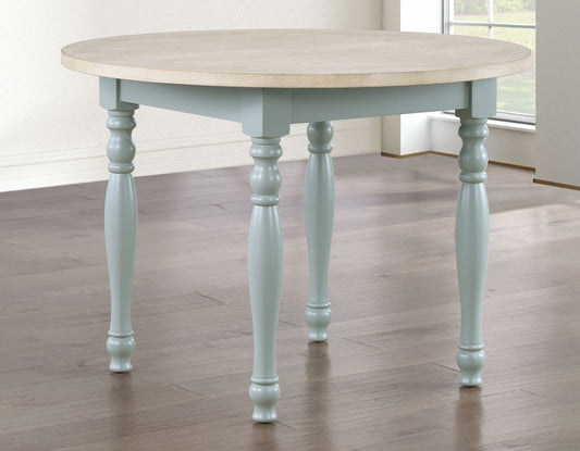 Darcy 42" Round Dining Table, Mint Green and Parchment Finish