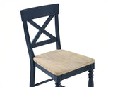 Darcy 5-Piece 64-82"Counter Set with 18-inch leaf, Midnight Blue and Natural Finish
