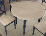 Darcy 5-Piece 42" Round DIning Set, Midnight Blue and Natural Finish