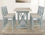 Darcy 64-82"Counter Table with 18-inch leaf, Mint Green and Natural Finish