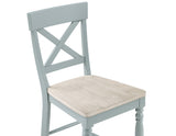 Darcy 5-Piece 64-82"Counter Set with 18-inch leaf, Mint Green and Washed Linen Finish