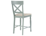 Darcy 5-Piece 64-82"Counter Set with 18-inch leaf, Mint Green and Washed Linen Finish