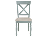 Darcy 5-Piece 42" Round Dining Set, Mint Green and Washed Linen Finish