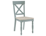 Darcy 5-Piece 42" Round Dining Set, Mint Green and Washed Linen Finish