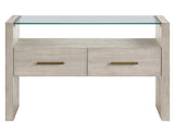Garland Glass Top Sofa Table, Washed Parchment Finish