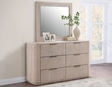 Henry 65″ 6-Drawer Reeded Dresser, Tan Finish
