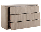 Henry 66″ Drawer Dresser and Mirror, Tan