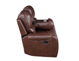 Keily Manual Reclining Sofa w/Dropdown Table, Brown