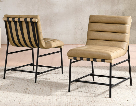 Nicco 20" Side Chair, Sand Vegan Leather Fabric
