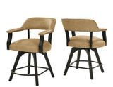 Rylie 24" Counter Captains Chair, Black Finish with Sand Vegan Leather