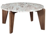 Shavon 32″ Round Solid Toronto Brown Marble Coffee Table