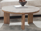 Sidney 36″ Round Brown Marble Top Coffee Table