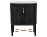 Vida Marble Top WIne Cabinet, Black Finish