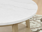 Vida 3-Piece Castered Round White Marble Top Table Set