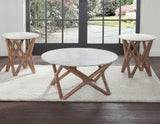 Wyman Banswara 20" Round White Marble Top End Table