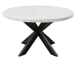 Xena 52-inch Round 5-Piece White Marble Dining Set (Table & 4 Side Chairs)