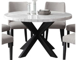 Xena 52-inch Round 5-Piece White Marble Dining Set (Table & 4 Side Chairs)