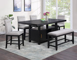 Yves 6-Piece Storage Counter Dining Set (Table, Bench & 4 Counter Chairs)