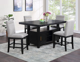 Yves 6-Piece Storage Counter Dining Set (Table, Bench & 4 Counter Chairs)