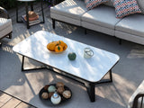 Asheville 4-Piece Aluminum Patio Swivel Seating Set With Sintered Stone Tables