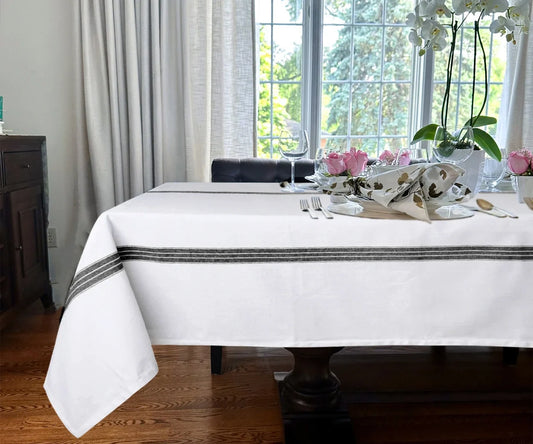 Black Cotton Tablecloth - Striped Tablecloth