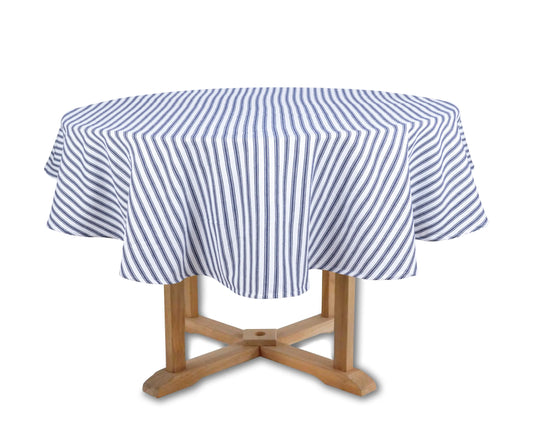 Blue and White Striped Tablecloth