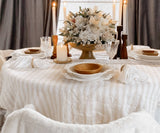 Homestead Stripe Linen Tablecloth - Round Tablecloth 60 inch