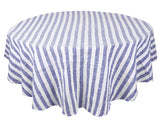 Farmhouse Stripe Linen Round Tablecloth