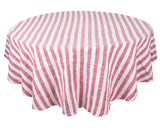 Farmhouse Stripe Linen Round Tablecloth