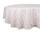 Farmhouse Stripe Linen Round Tablecloth