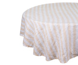 Farmhouse Stripe Linen Round Tablecloth